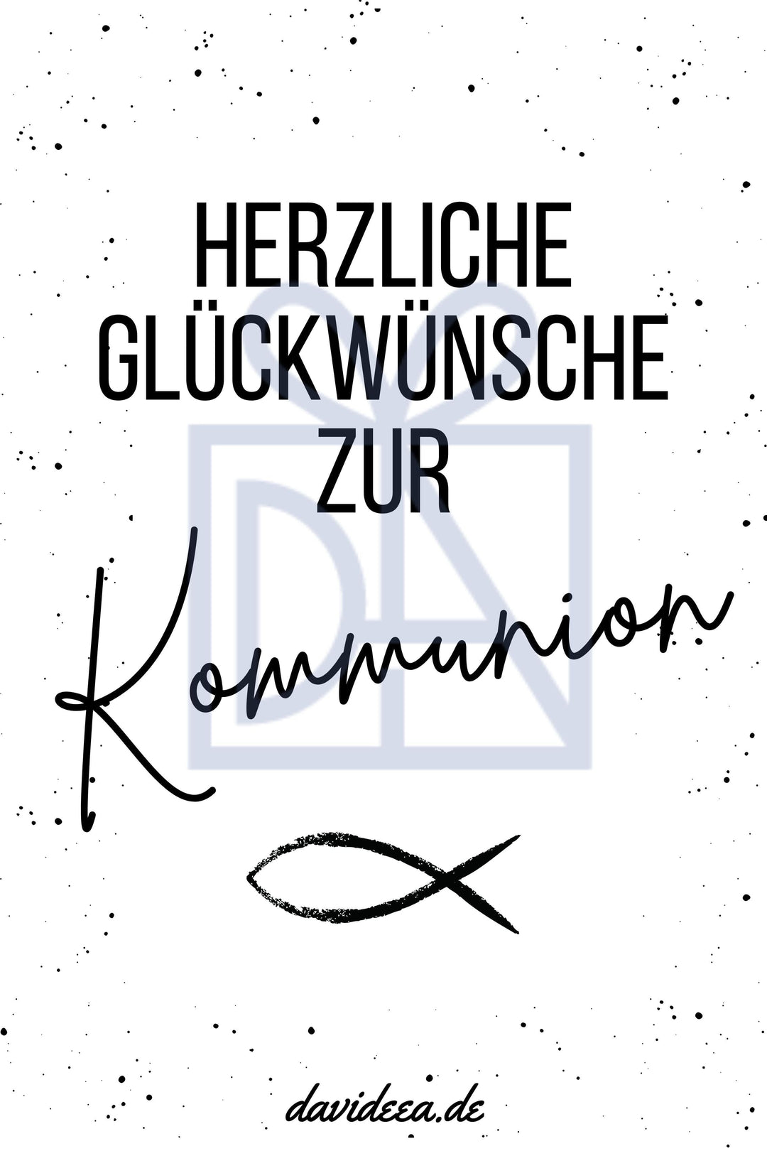 Herzliche Glückwünsche zur Kommunion SW Etikett Davideea