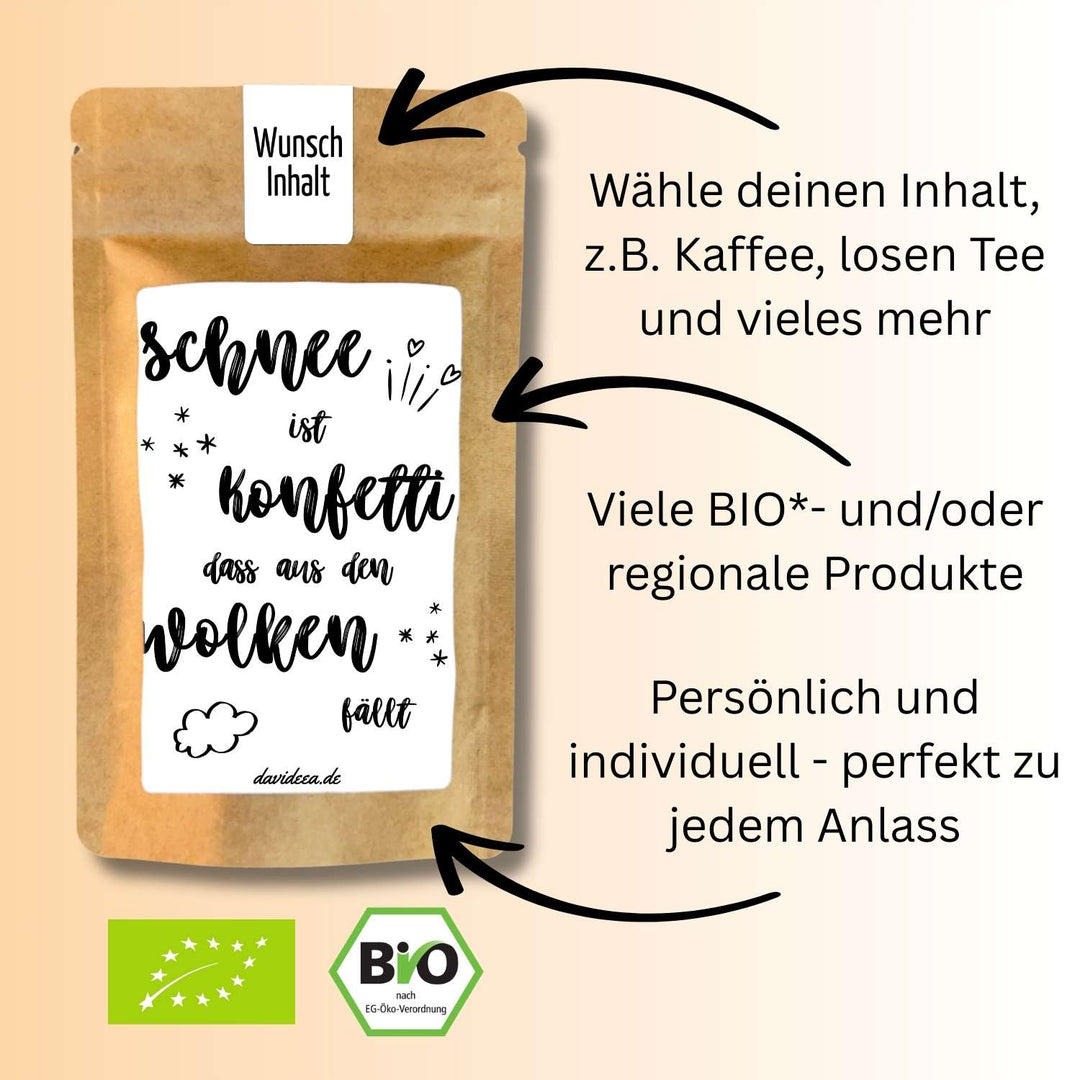 Schnee ist Konfetti, dass aus den Wolken fällt