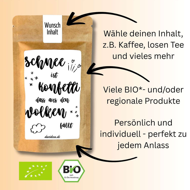 Schnee ist Konfetti, dass aus den Wolken fällt