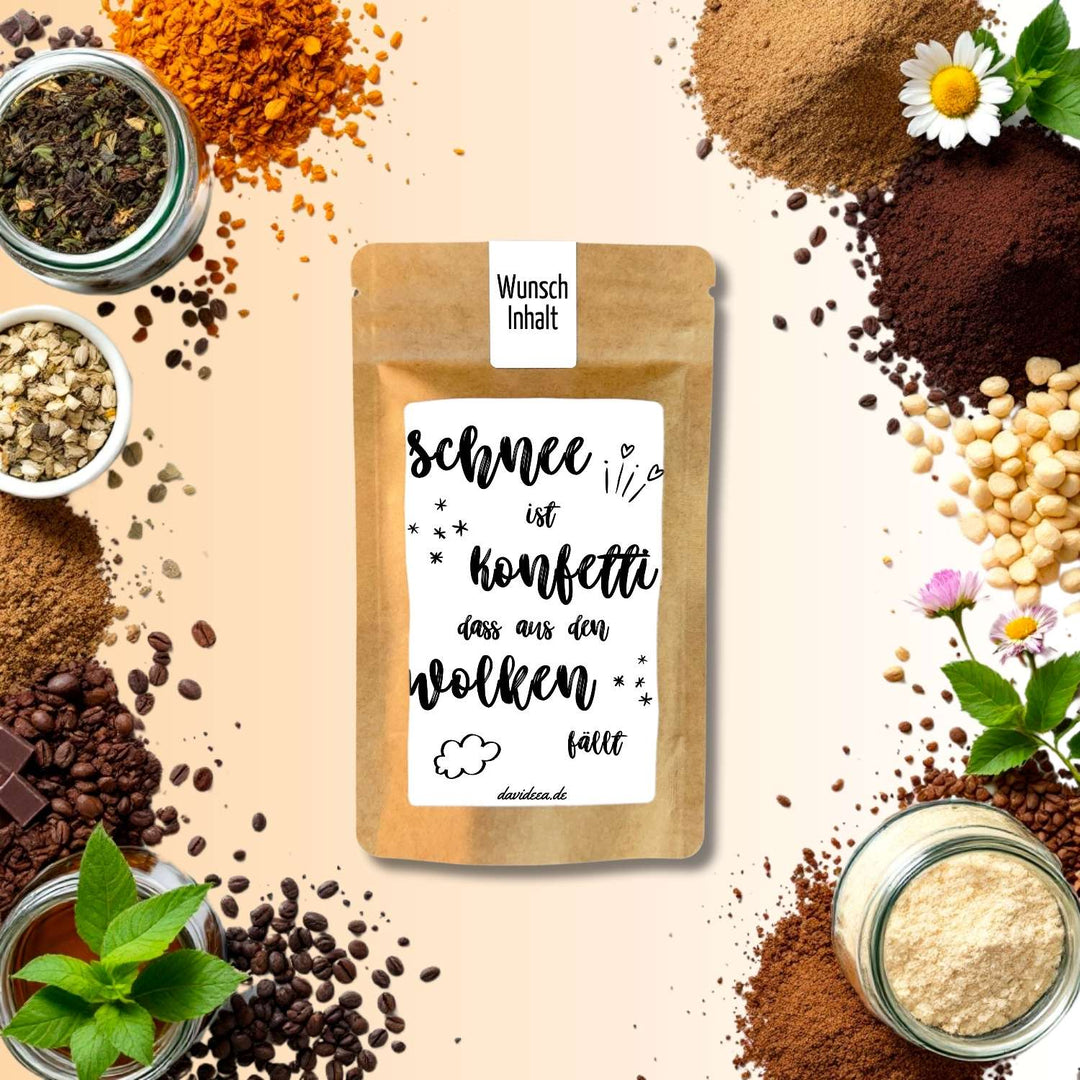 Schnee ist Konfetti, dass aus den Wolken fällt