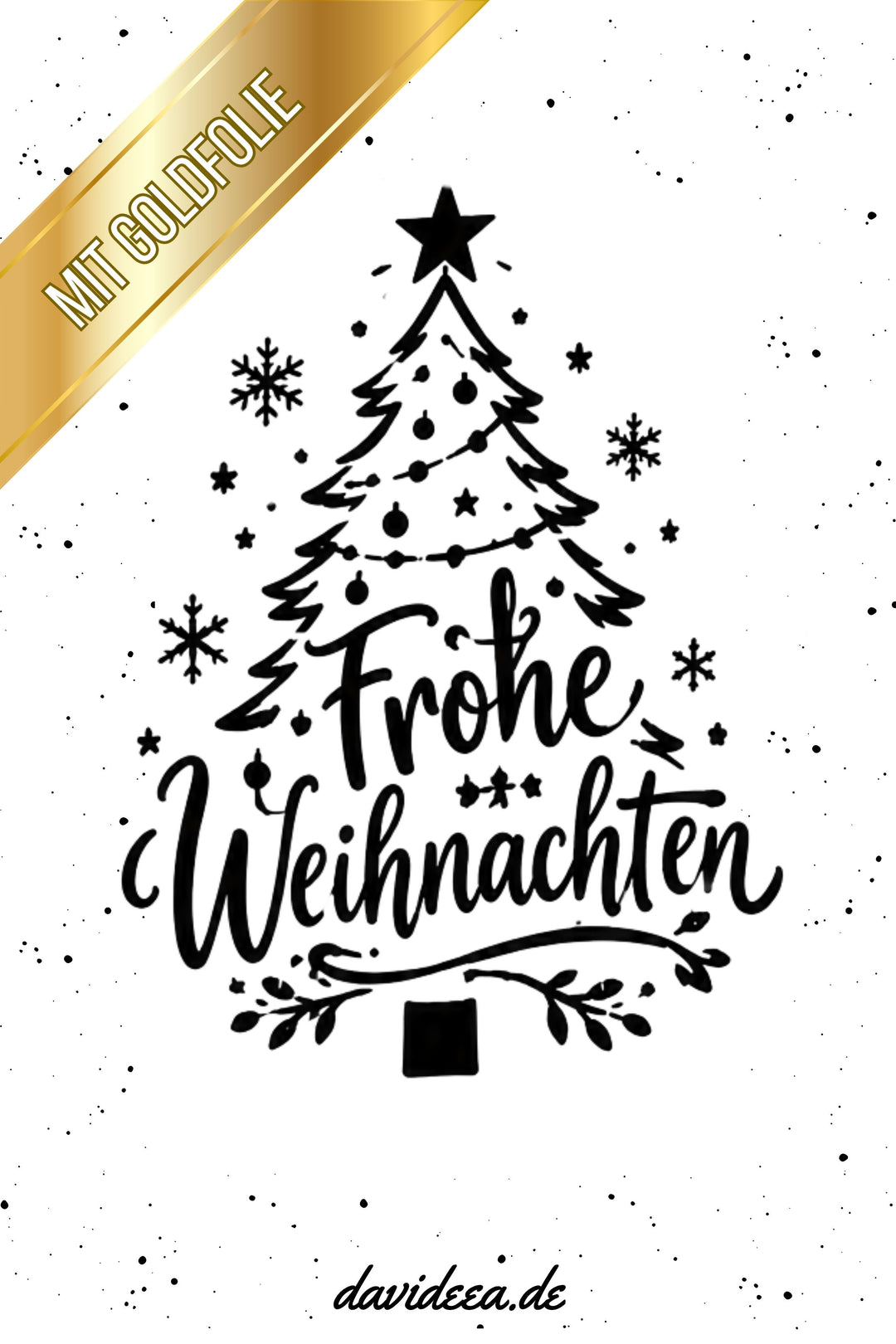 Frohe Weihnachten (Baum) (Gold) (5er Set)