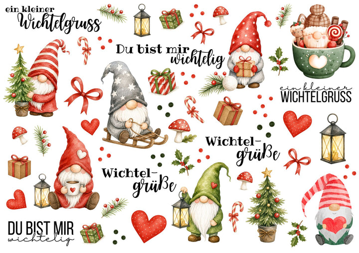 A4 Rub-on Folie "Wichtel Weihnacht" – selbstklebende Transfers für Tassen, Flaschen & Deko (Kopie)