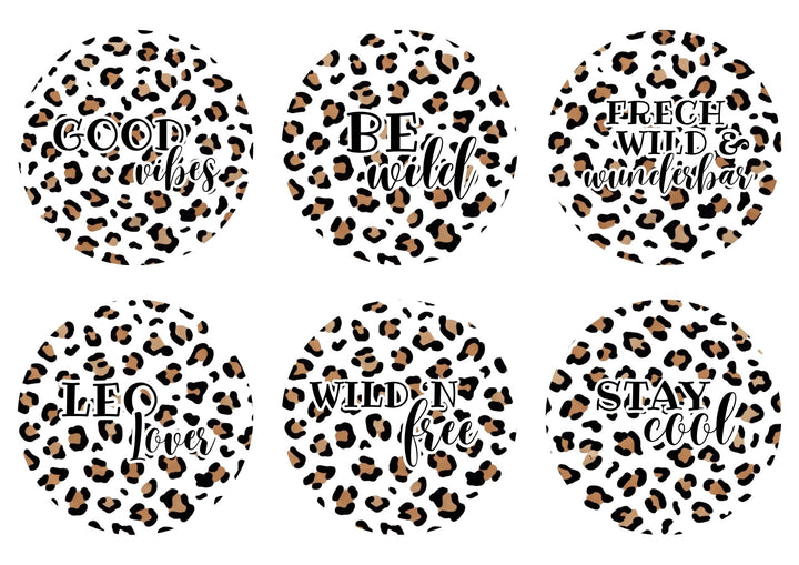 A4 Rub-on Folie "Leo Print rund 8cm" – selbstklebende Transfers für Tassen, Flaschen & Deko
