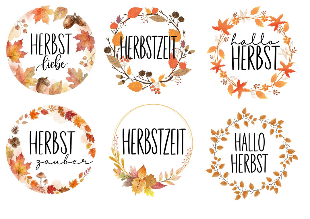 A4 Rub-on Folie "Herbstkranz 8cm" – selbstklebende Transfers für Tassen, Flaschen & Deko