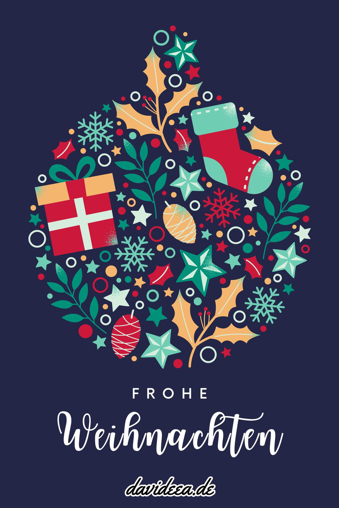 Frohe Weihnachten (blau) (5er Set)