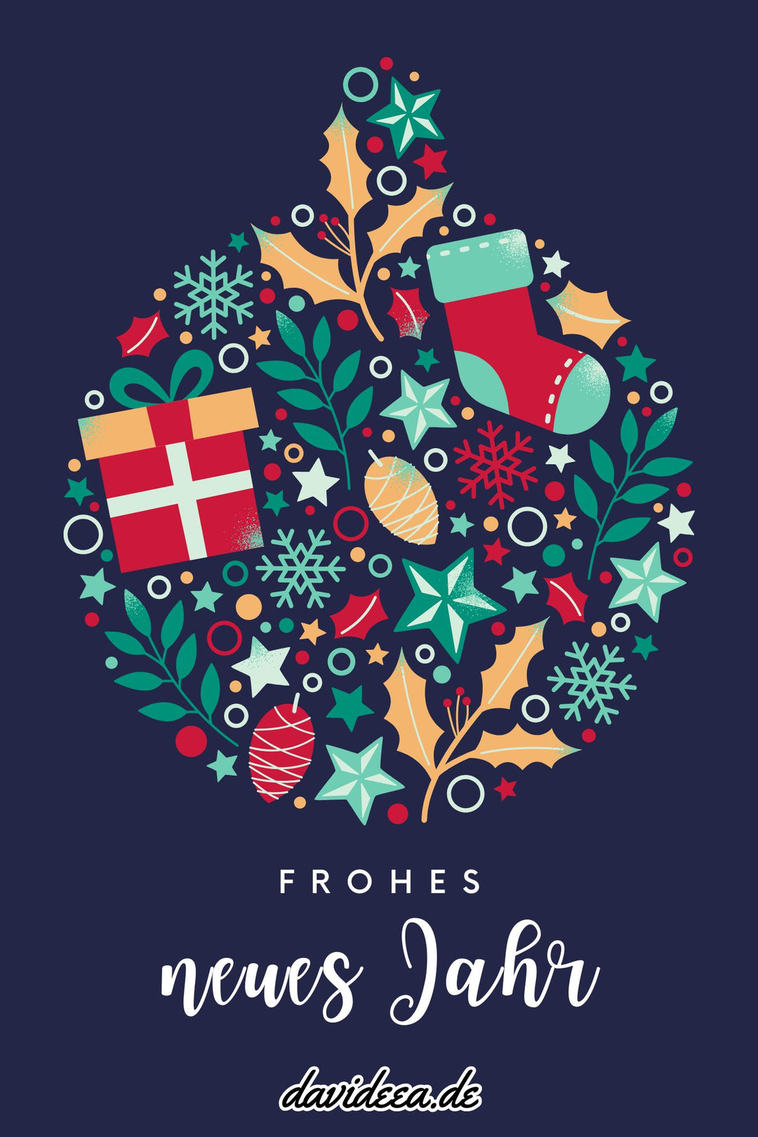 Frohes neues Jahr (blau) (5er Set)