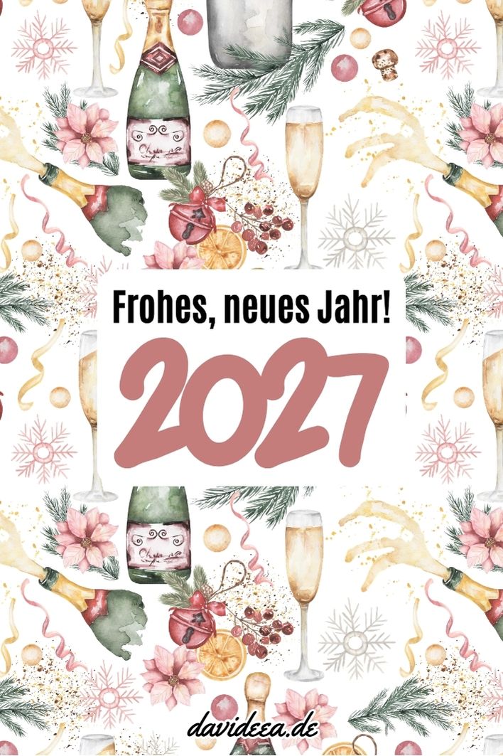 Frohes neues Jahr 2027 (bunt) (5er Set)