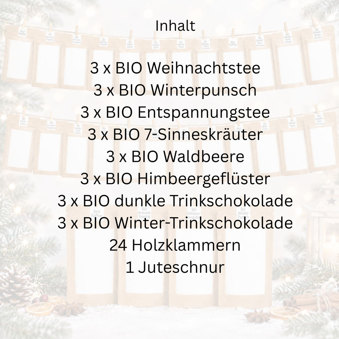 Adventskalender "Tee/Kakao" 2026 Version Sprüche