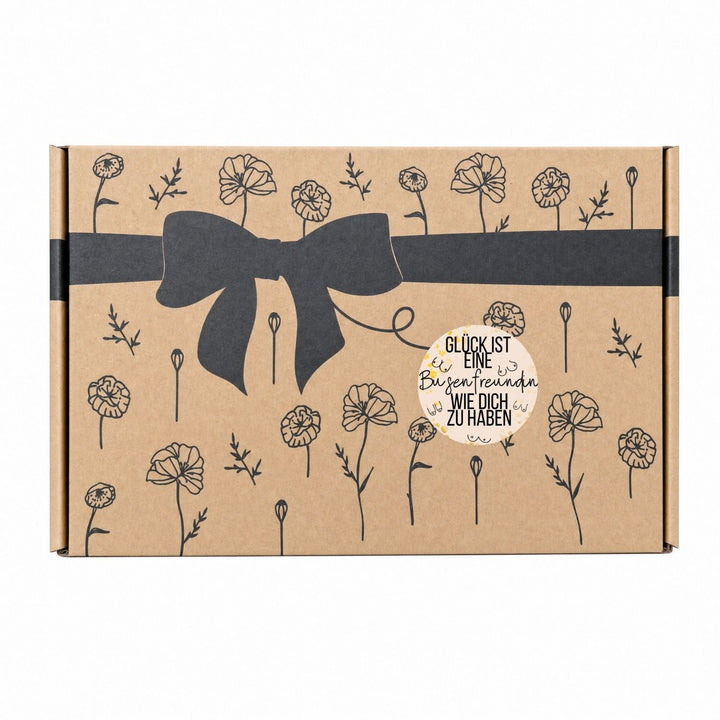 Bio Tee-Geschenkset "Busenfreundin" – 4 Teesorten & Glas-Teesieb