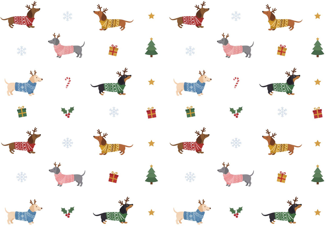 A4 Rub-on Folie "Dackel Weihnachten" – selbstklebende Transfers für Tassen, Flaschen & Deko