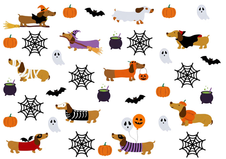 A4 Rub-on Folie "Dackel Halloween" – selbstklebende Transfers für Tassen, Flaschen & Deko