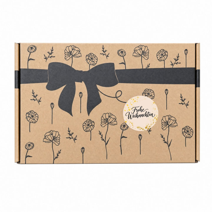 Bio Tee-Geschenkset "Frohe Weihnachten II" – 4 Teesorten & Glas-Teesieb