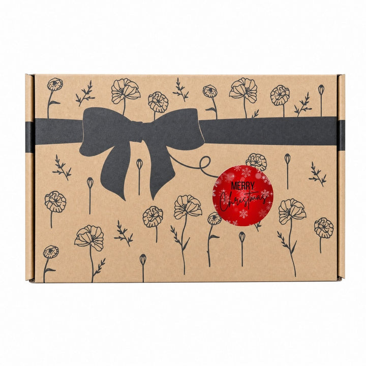 Bio Tee-Geschenkset Weihnachten "Merry Christmas rot II" – 4 Teesorten & Glas-Teesieb