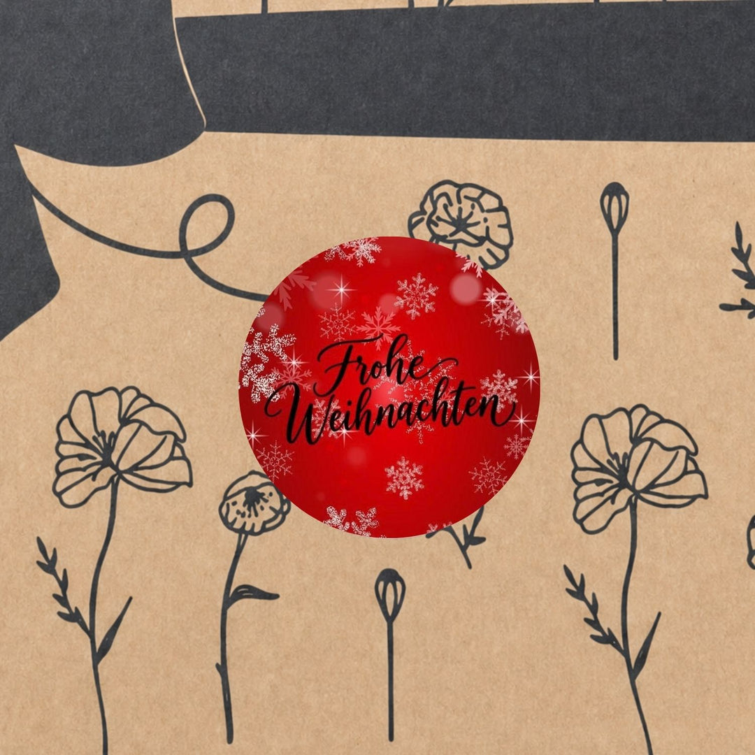 Bio Tee-Geschenkset Weihnachten "Frohe Weihnachten rot I" – 4 Teesorten & Glas-Teesieb