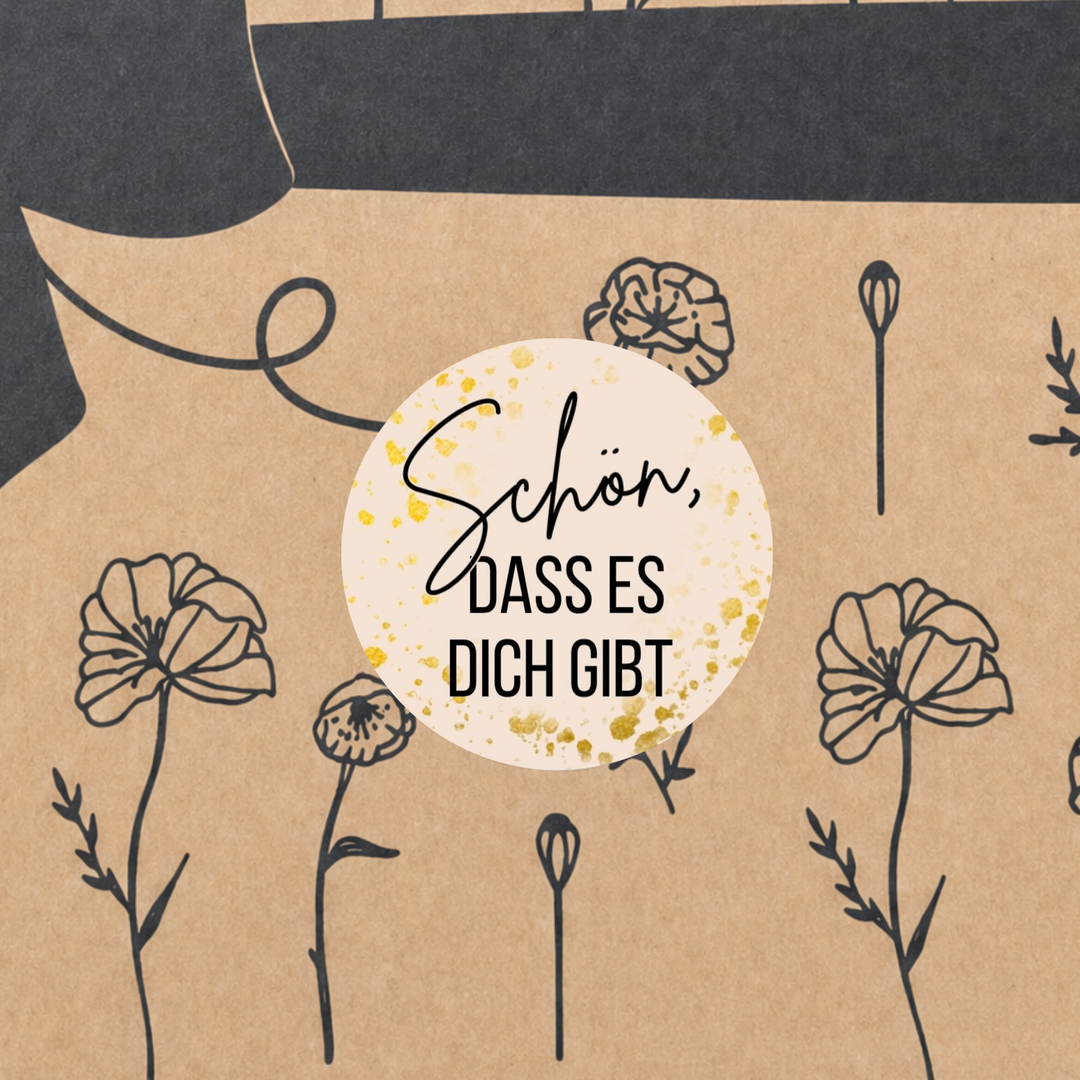 Bio Tee-Geschenkset "Schön, dass es dich gibt" – 4 Teesorten & Glas-Teesieb