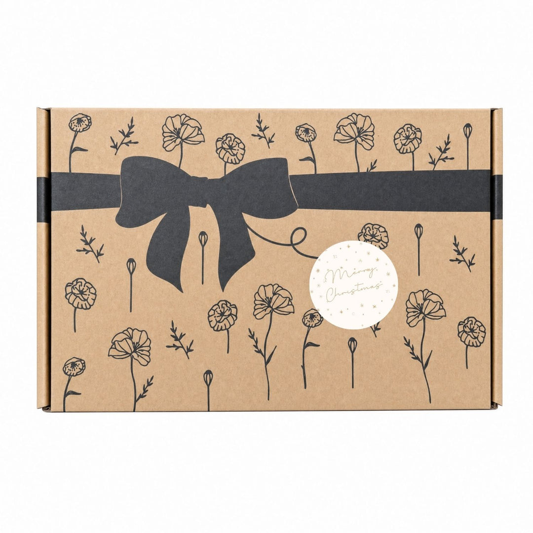 Bio Tee-Geschenkset Weihnachten "Merry Christmas Sterne" – 4 Teesorten & Glas-Teesieb