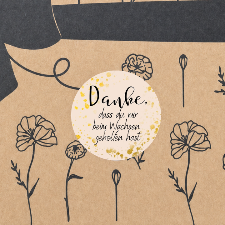Bio Tee-Geschenkset "Danke, dass du mir beim wachsen geholfen hast" – 4 Teesorten & Glas-Teesieb