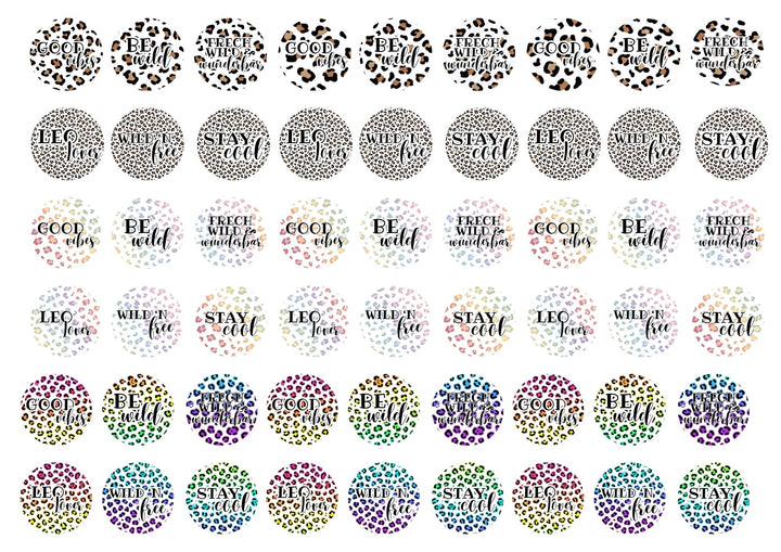 A4 Rub-on Folie "Leo-Print für Anhänger 3 cm" – selbstklebende Transfers für Tassen, Flaschen & Deko