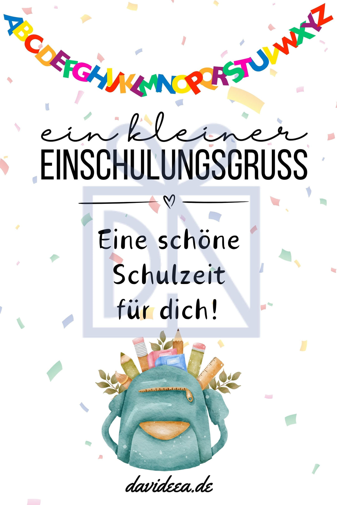 ein kleiner Einschulungsgruss Etikett Davideea 