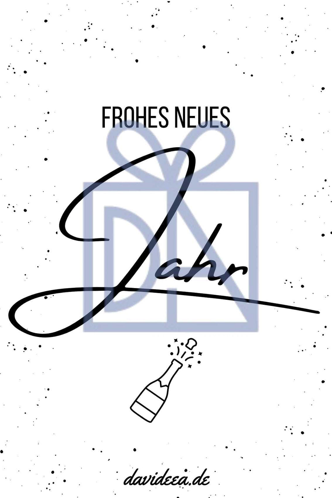 Frohes neues Jahr (sw) Etikett Davideea