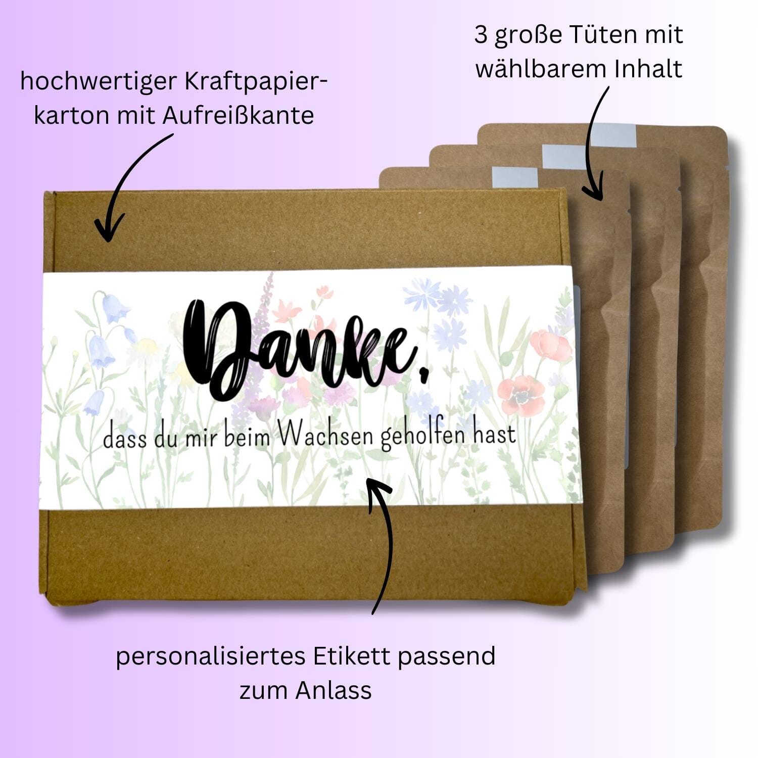 Geschenkset "Danke, dass du mir beim Wachsen geholfen hast" Davideea 