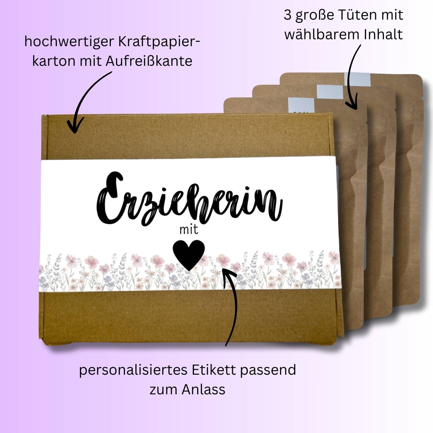 Geschenkset "Erzieherin mit Herz" (bunt) Davideea 