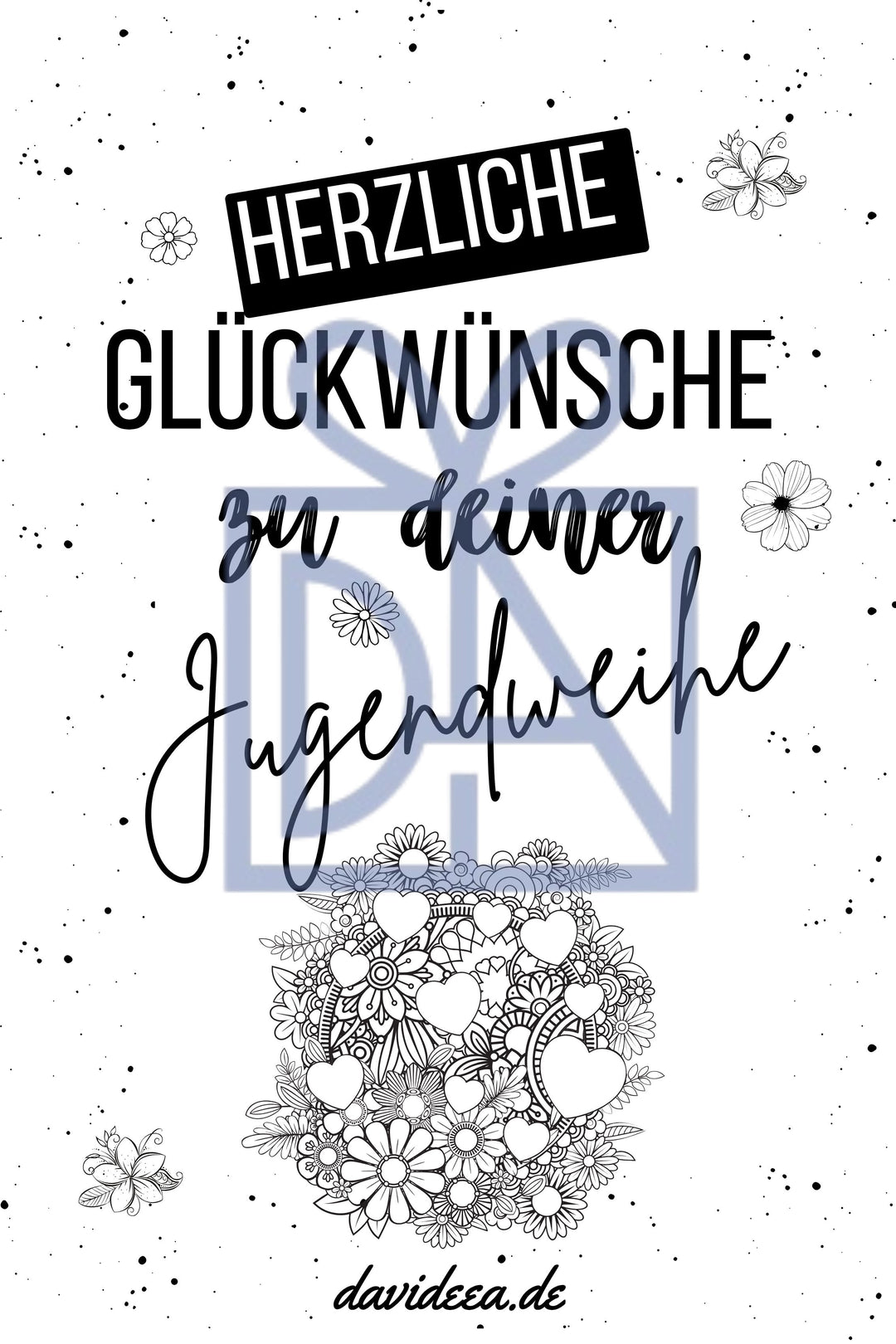 Herzliche Glückwünsche zu deiner Jugendweihe (Blumen) Etikett Davideea