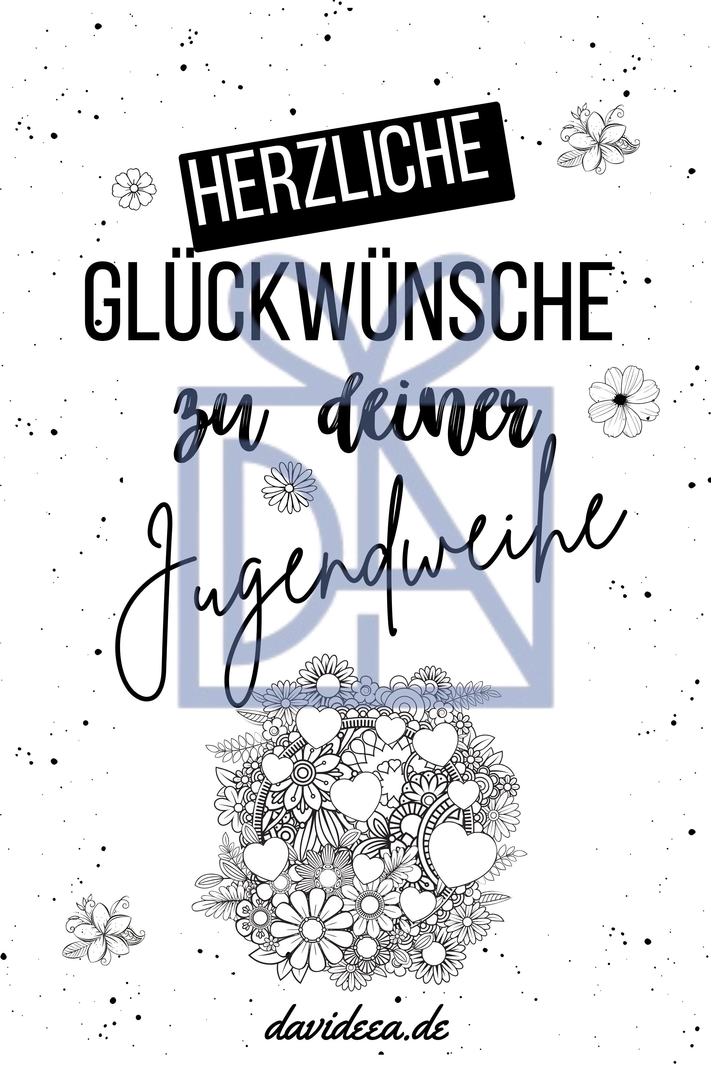 Herzliche Glückwünsche zu deiner Jugendweihe (Blumen) Etikett Davideea 