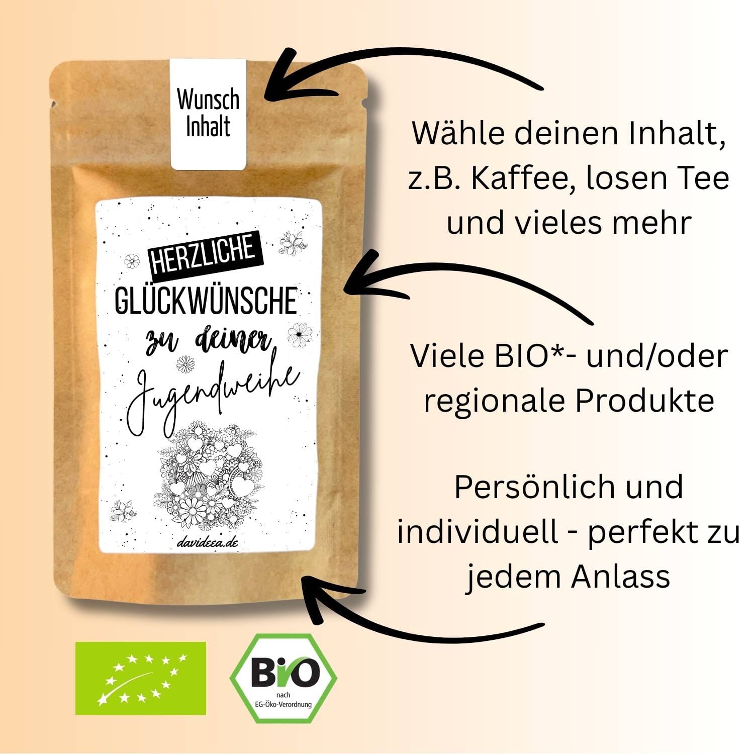 Herzliche Glückwünsche zu deiner Jugendweihe (Blumen) Tütchen Mein Shop 