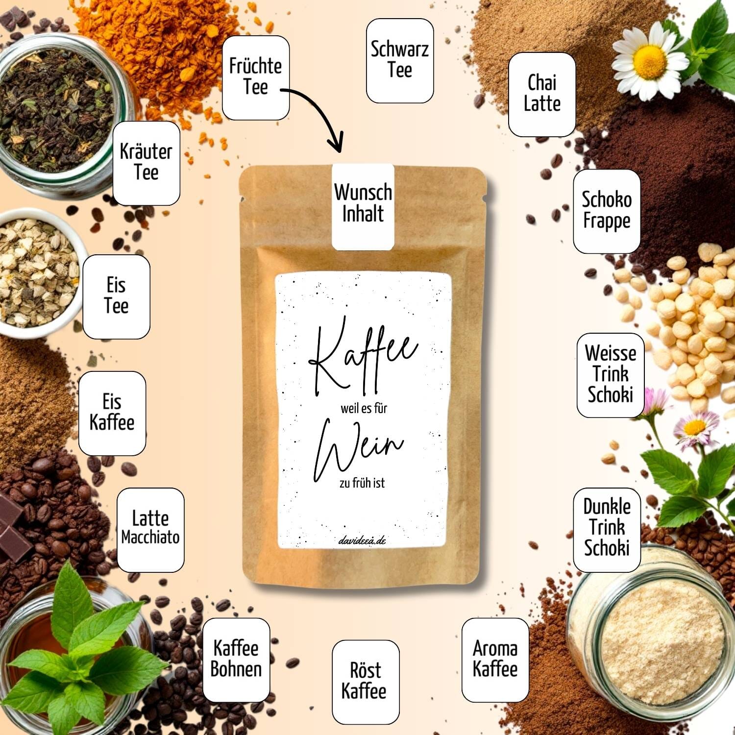 Kaffee weil es für Wein zu früh ist Tütchen Mein Shop 