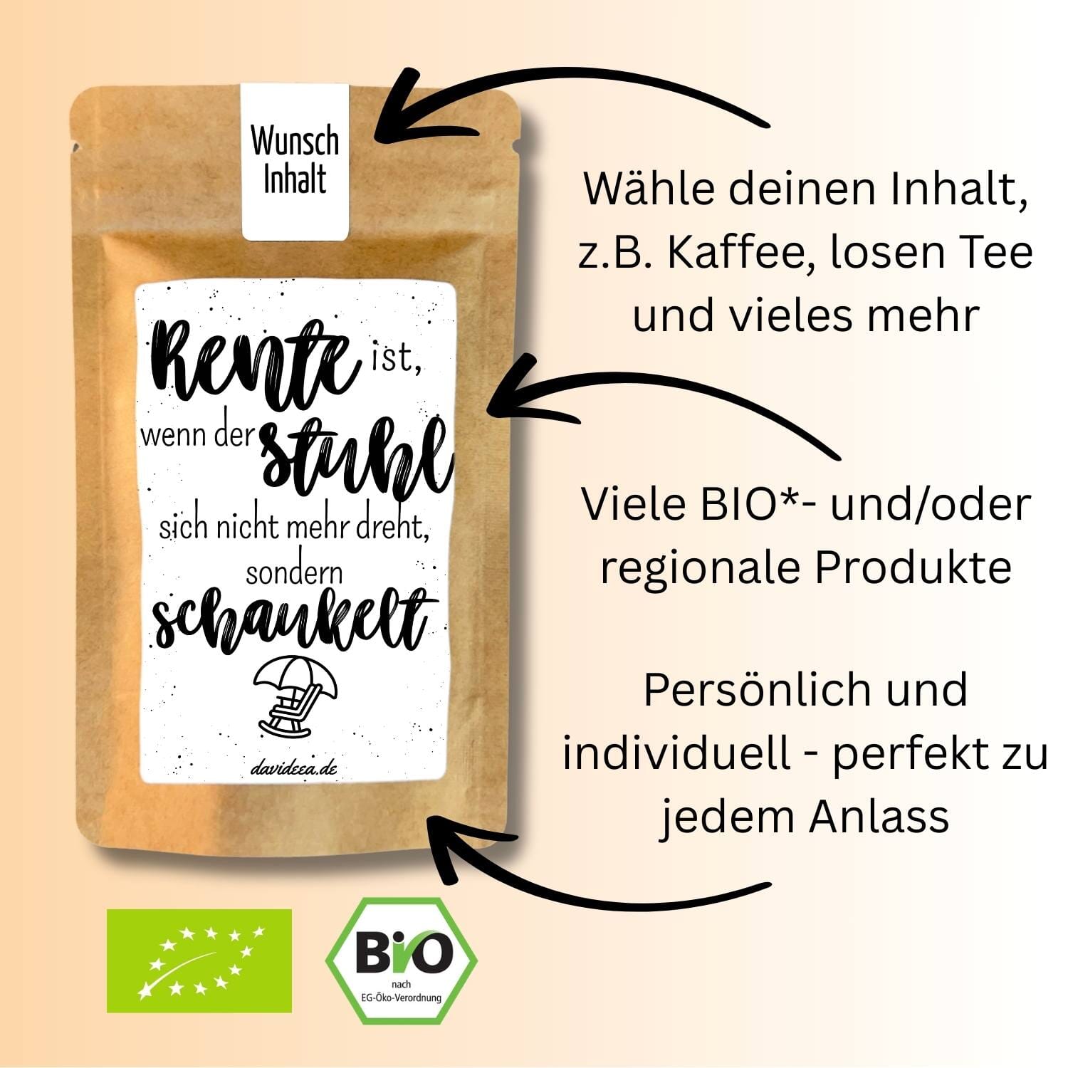 Rente ist, wenn der Stuhl sich nicht mehr dreht, sondern schaukelt. Tütchen Mein Shop 