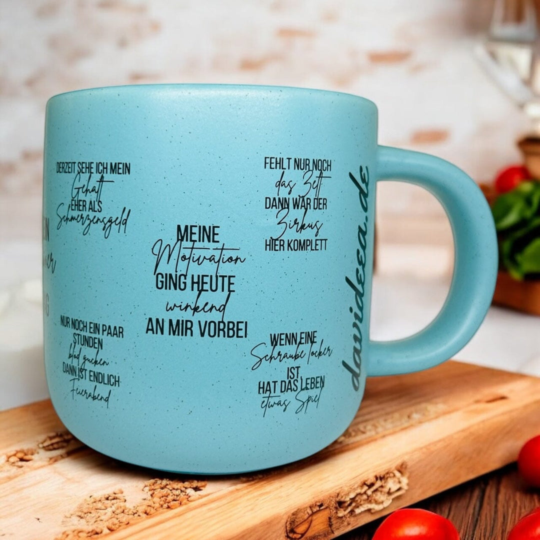 Rustikale Wortwitz-Tasse (hellblau) Davideea 